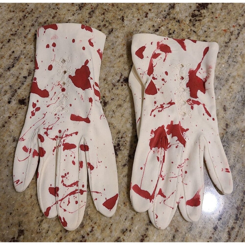 Vintage Size L Fancy Formal Fake Bloody Horror Zombie Costume Gloves